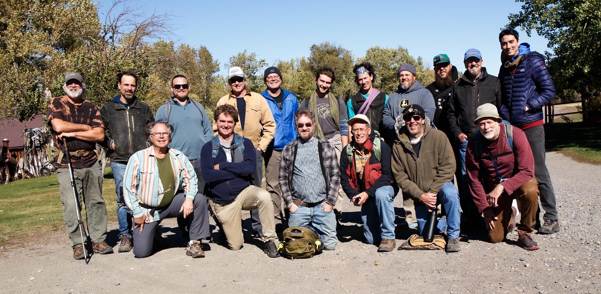 Montana Men's Foundation group gathered outdoors in fall